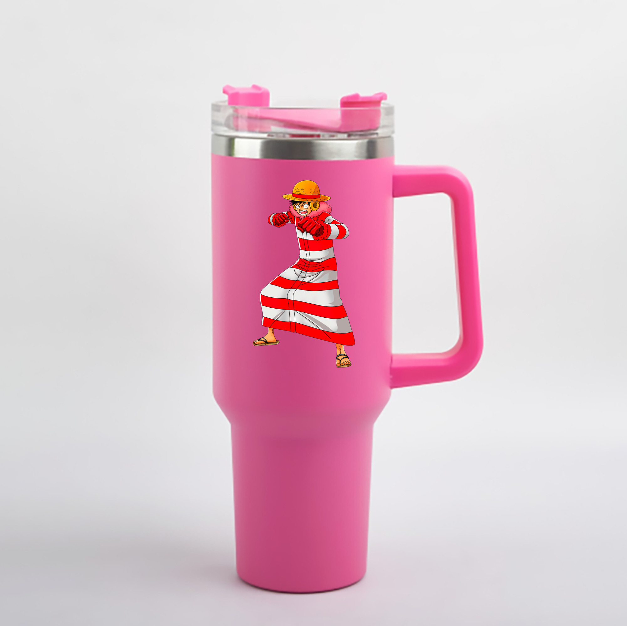 ワンピース モンキー・D・ルフィ ONE PIECE Monkey D. Luffy 1200mL車用タンブラー - クリスタルステッカー（プラスチックストロー付き）